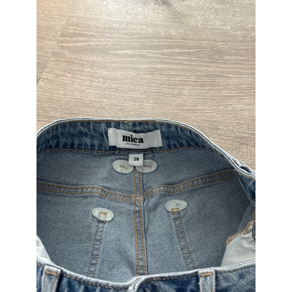 Mica Denim Light Wash Wide Leg Jeans Raw Hem Curved Seam Raw Hem Size 28 30x27 - Picture 4 of 7